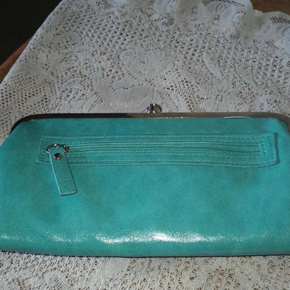 Chic Turquoise Clutch with Zipper Detail